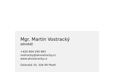 Mgr. Martin Vostracký, advokát - Advokát Plzeň-Východní Předměstí